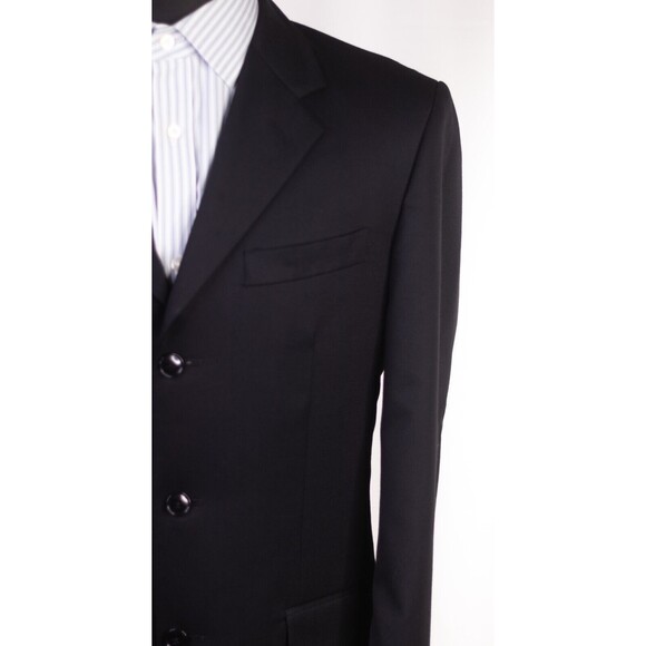 Jones New York 37R Black Solid Wool Three Button Sport Coat Blazer Jacket - Picture 5 of 13